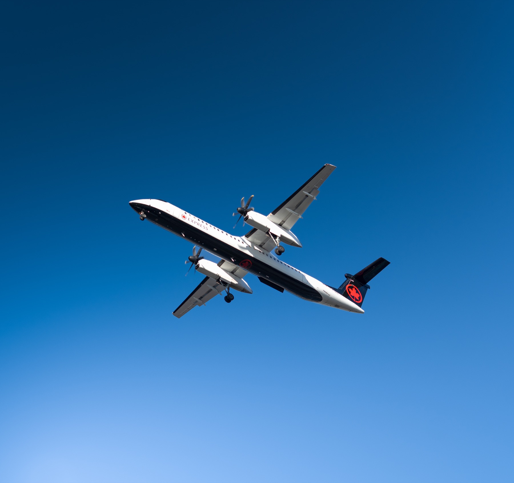 Air Canada aircraft photographed against a clear blue sky